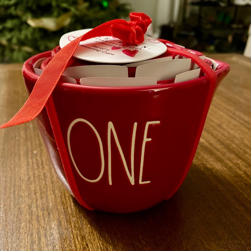 Rae Dunn Measuring Cup Set Red cut out heart
